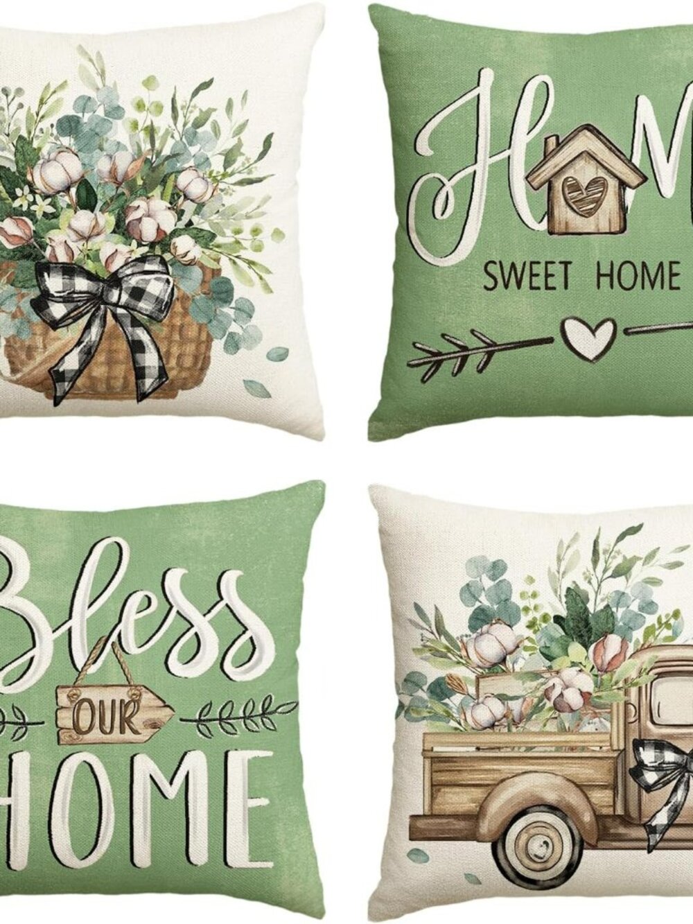 4 Throw Pillow Covers Summer Farmhouse Decor 18x18 NEW